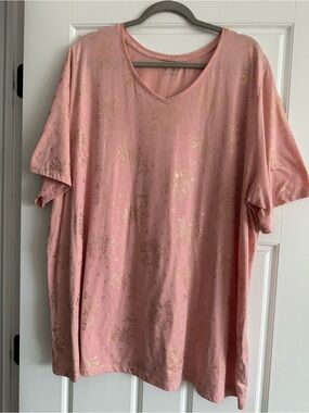 Catherines plus size 3X Dusty Rose Tee with Rose Gold Foil Detail